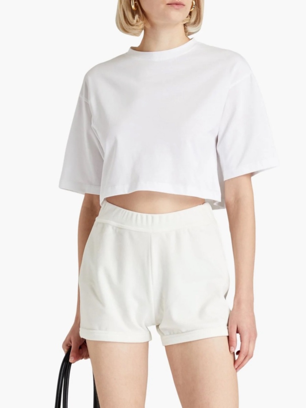 Loulou Studio Cropped Crewneck Tee - Black & White